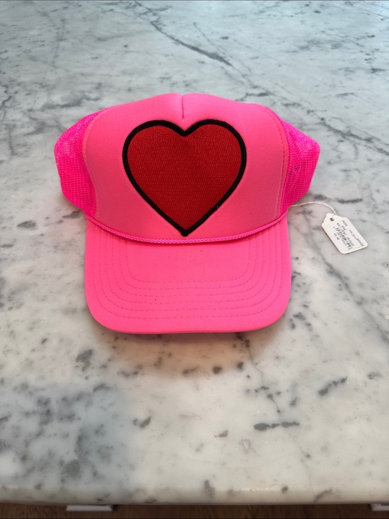 Aviator Nation Accessories - Aviator Nation Hot Pink Trucker Hat with Red Heart
